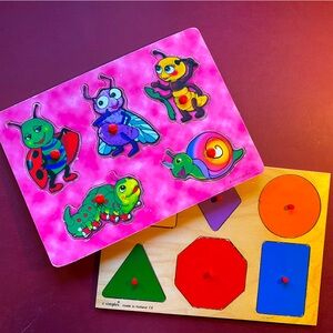 2 Easy Grip Peg Wooden Puzzles
